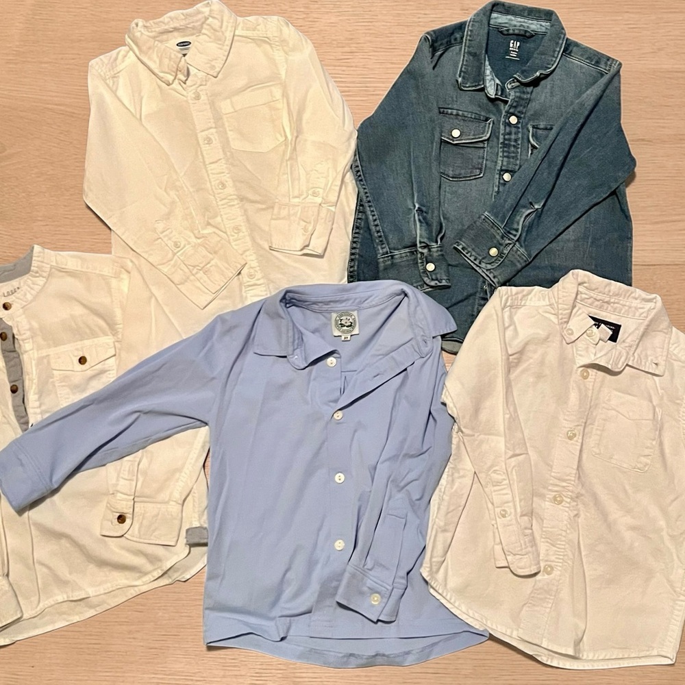 3T Boys Long Sleeve Button Down Shirt Lot -GAP, Old Navy, Children’s Pl, Smocked